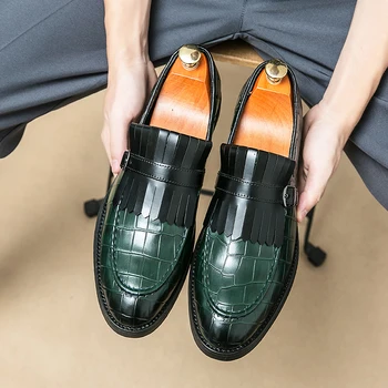 2023 Мужская повседневная обувь Модные туфли на плоской подошве из натуральной кожи, Классическая обувь для вождения, Удобная мужская повседневная обувь на резиновой платформе
