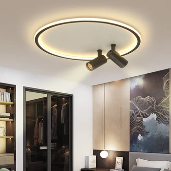 Современная светодиодная люстра, простое освещение для гостиной, спальни, кабинета, Золотые, черные Внутренние лампы, Светильники с регулируемой яркостью AC90-260V